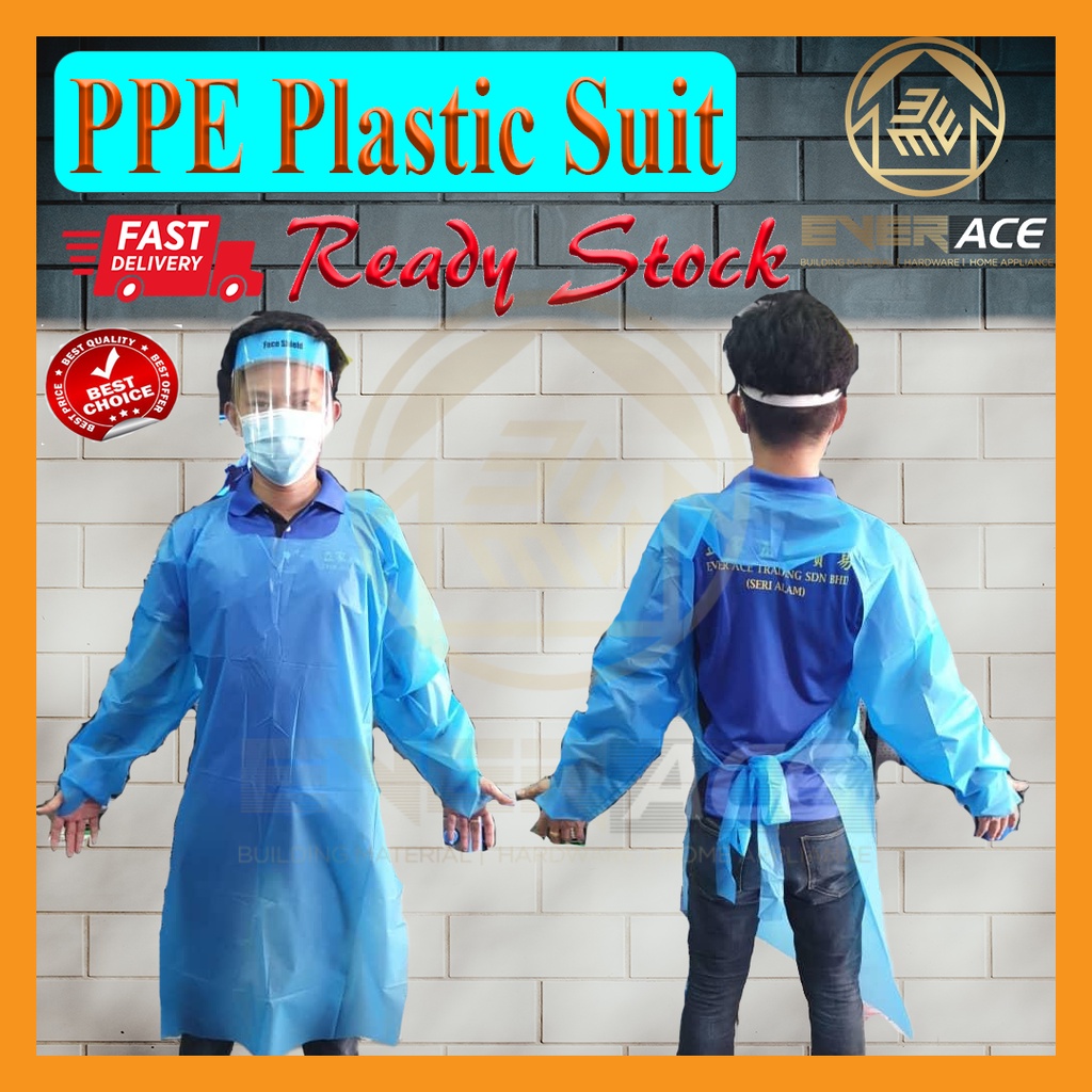 Ready Stock PPE Suit thickness Medical CPE Isolation Gown Plastic Apron