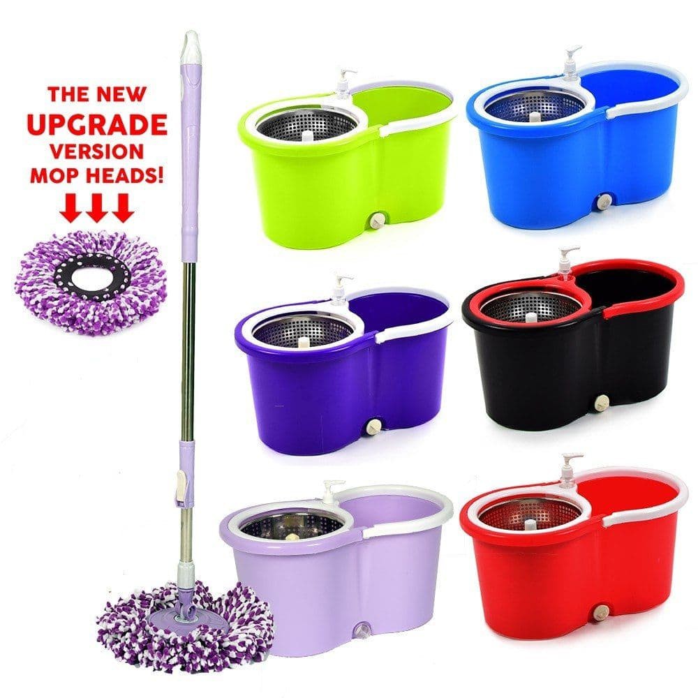 [READYSTOCK] 360° Easy Spin Mop Stainless Magic Mop Head Upgrade Microfibre Shopee Malaysia