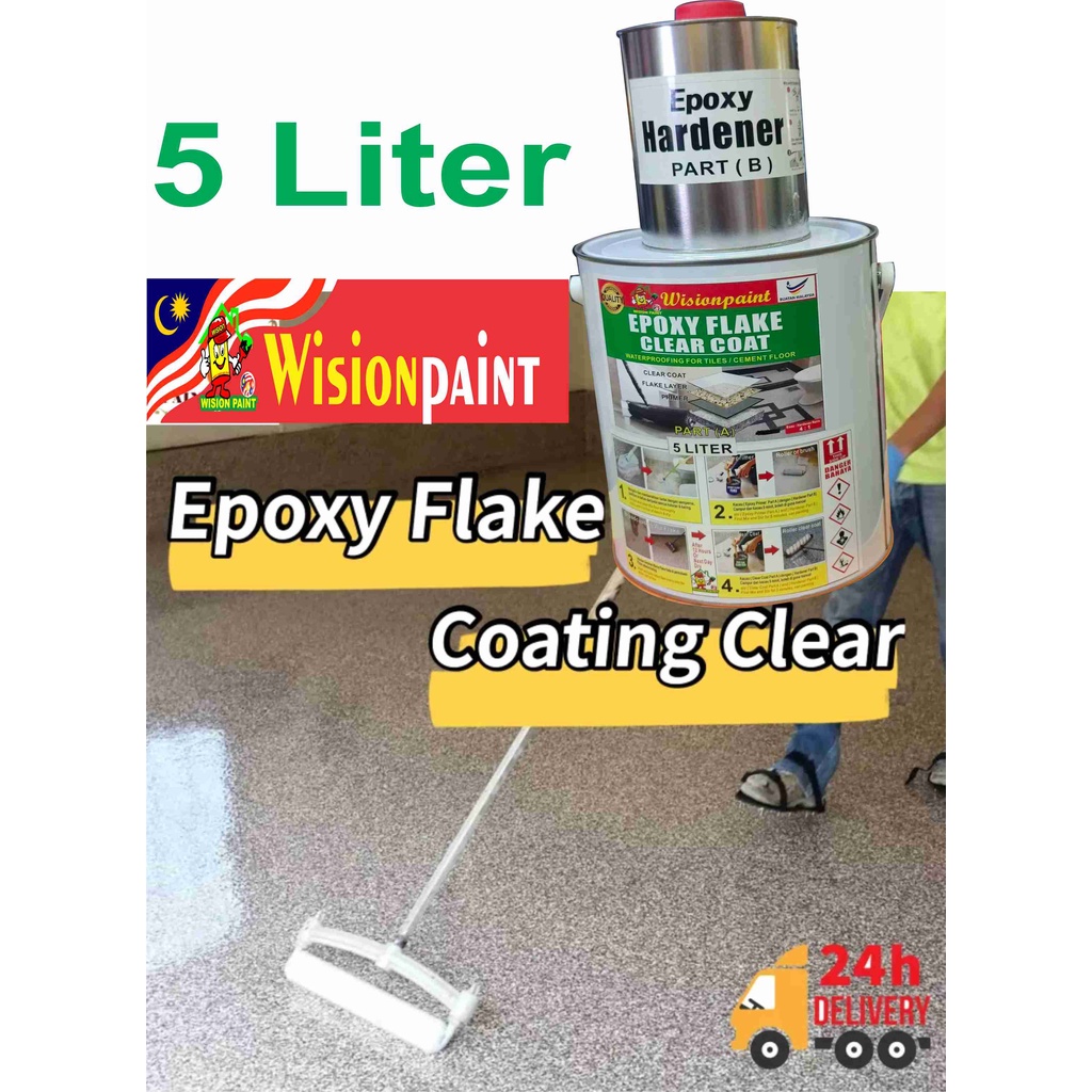 5L ( FLAKE CLEAR COAT wp ) 5 LITER EPOXY TOP COAT CLEAR FOR FLAKE