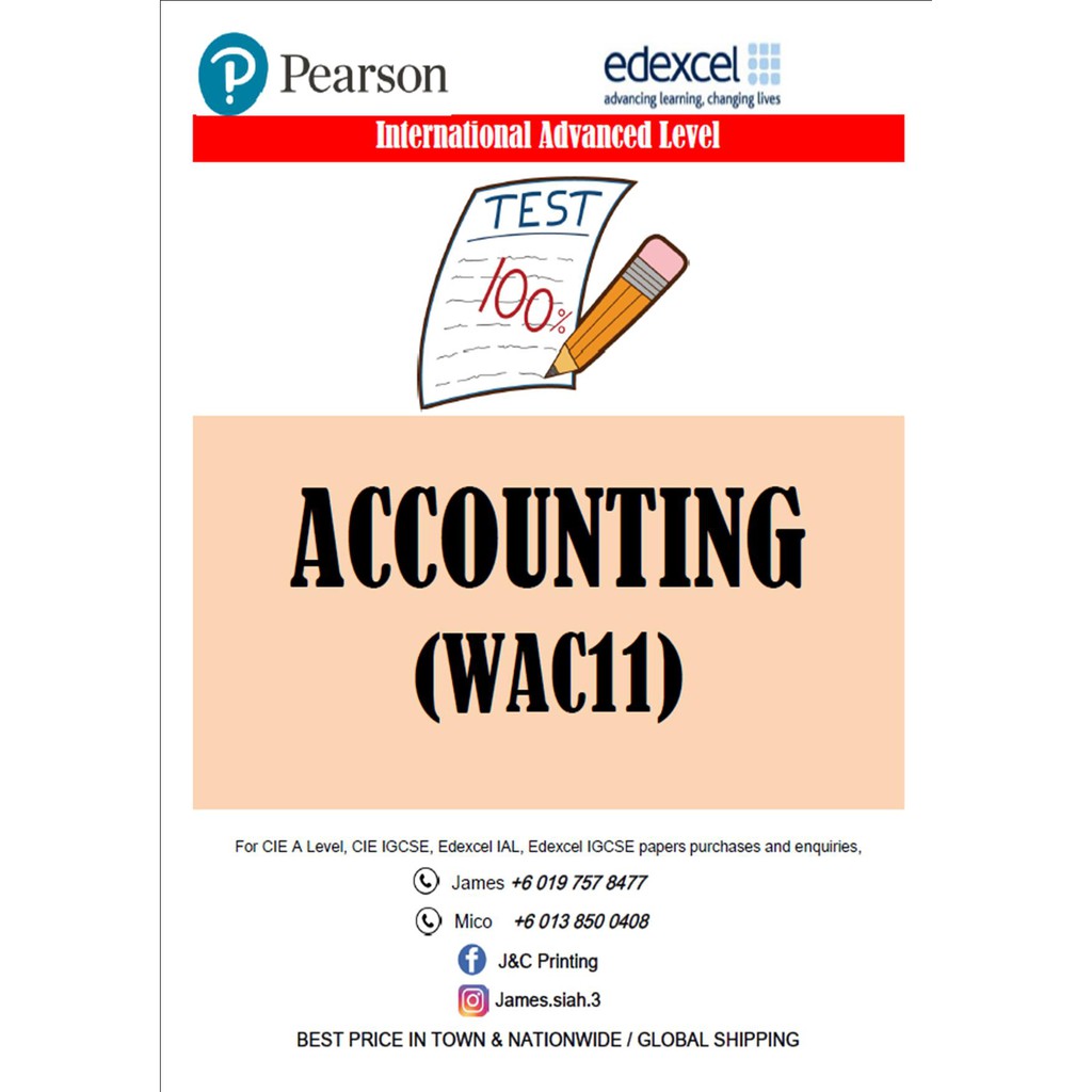 PEARSON EDEXCEL A Level (IAL) PAST PAPERS ACCOUNTING ...