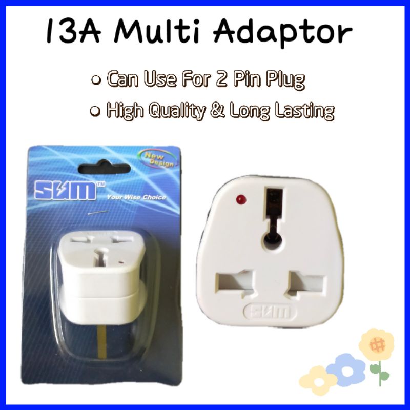 SUM 13a 3 Pin Adapter Multi Plug Adapters Shopee Malaysia