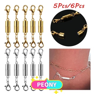 [Ready Stock]PEONY 5PCs/6Pcs Useful Magnetic Clasps  Extender Connector Hook Necklace Bracelet Connector Buckle Accessories New Silver Gold DIY Jewelry Making Supplies/Multicolor