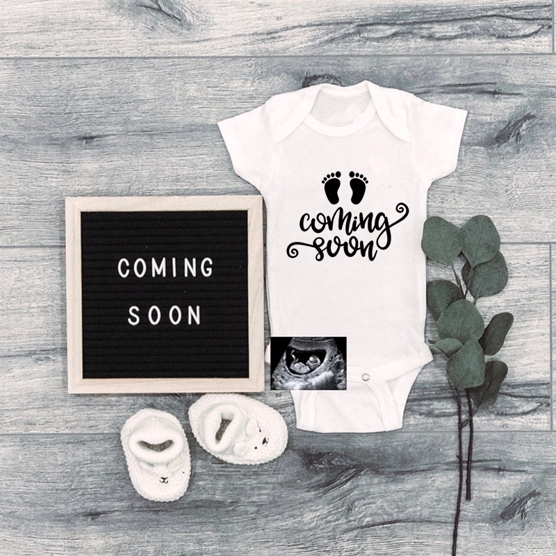 Pregnancy Announcement Baby Onesie Coming Soon Letter Printed Toddler Infant Playsuit Boy Girl Outfit Clothes