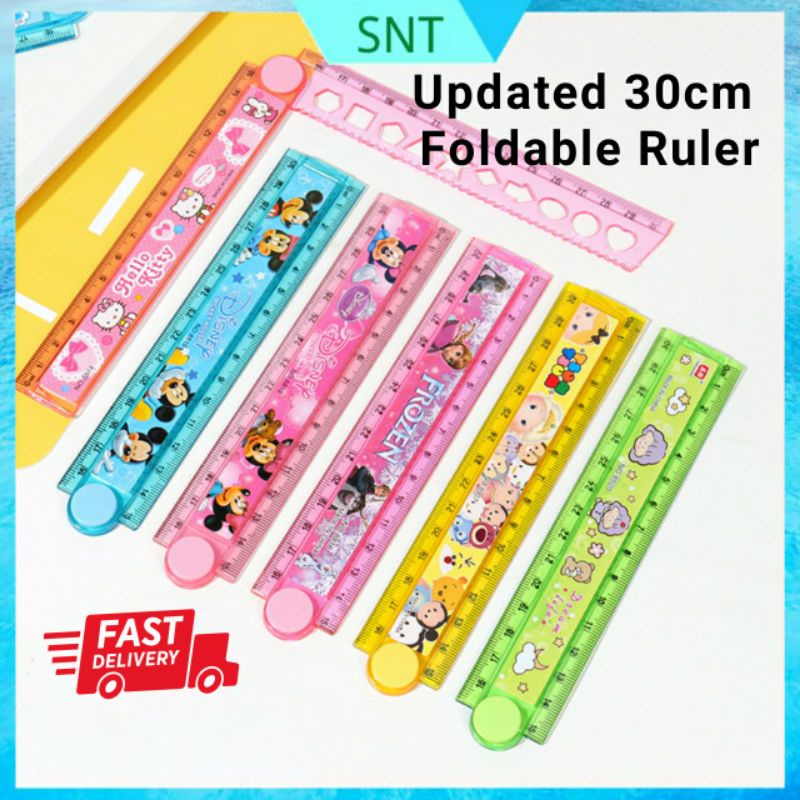 SNT Long Ruler (FR) Pembaris Panjang (30cm)Cute Cartoon Ruler Folding ...