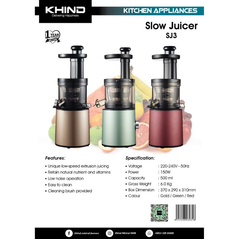 Khind Slow Juicer SJ3