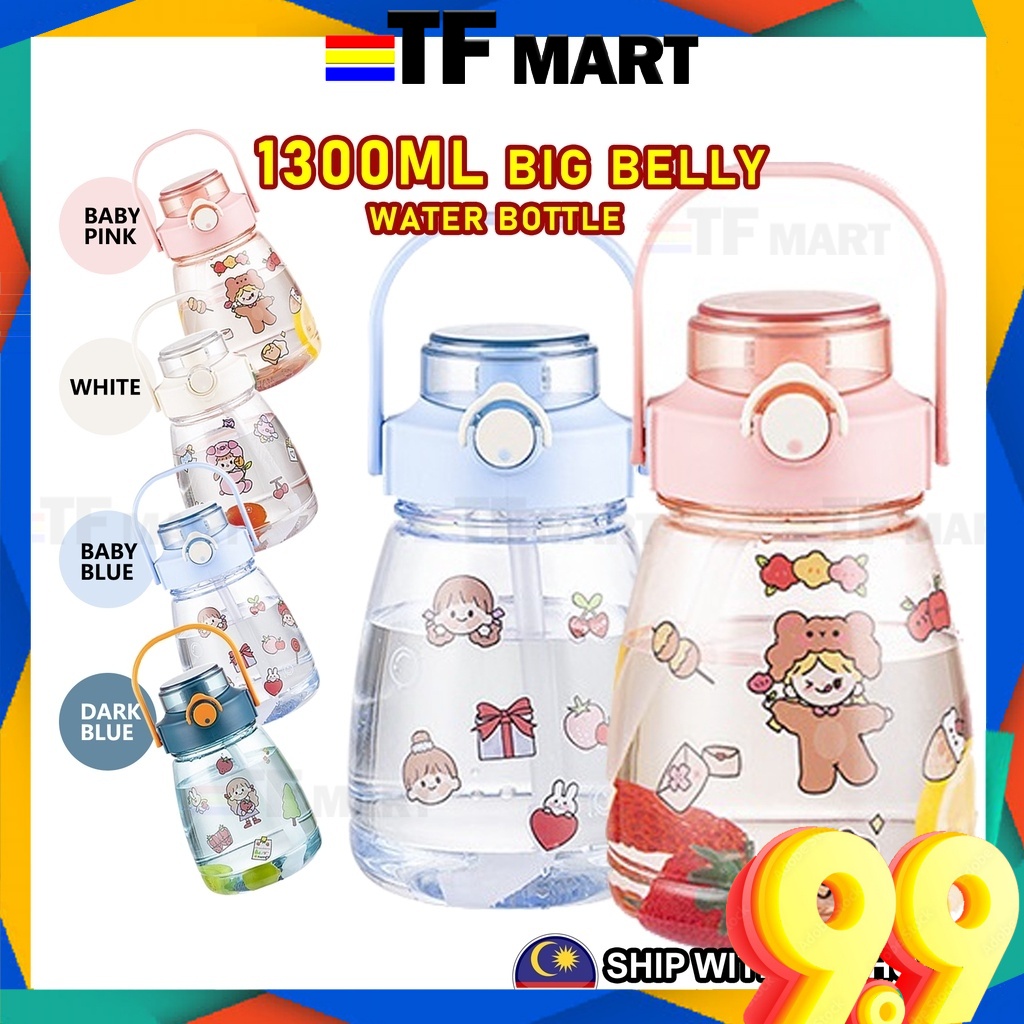 TFMART 1300ML Water Bottle Viral Cute Water bottle with straw eplas ...