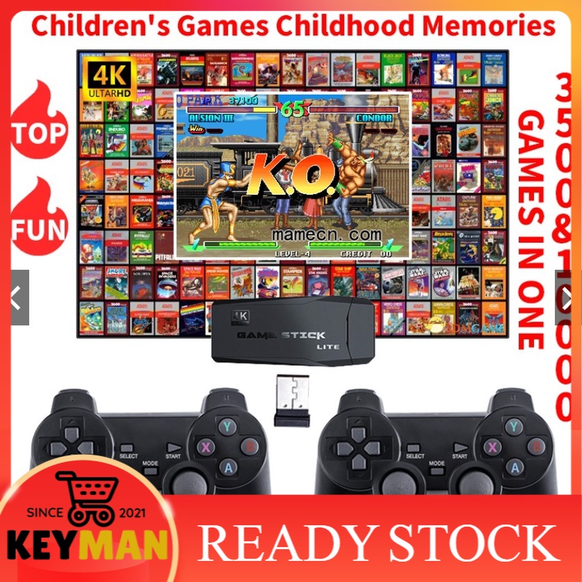 Portable 4K TV Video Game Console 2.4G Wireless Controller Family Game Stick Built-in 10000+ Classic Retro Games