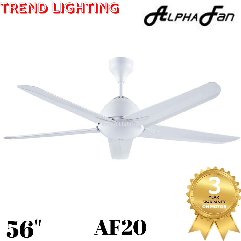 Alphafan Af20 5 Blade Ceiling Fan Complete With Remote Control With 5 Speeds