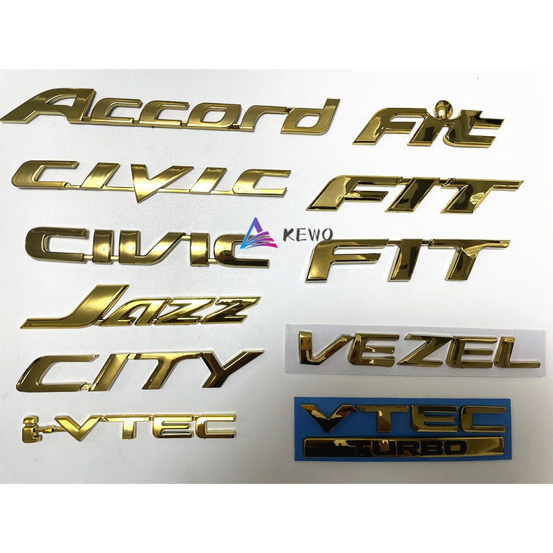 1pc Honda Gold Logo Trunk Letter Sticker Emblem Tail Sticker JAZZ CITY