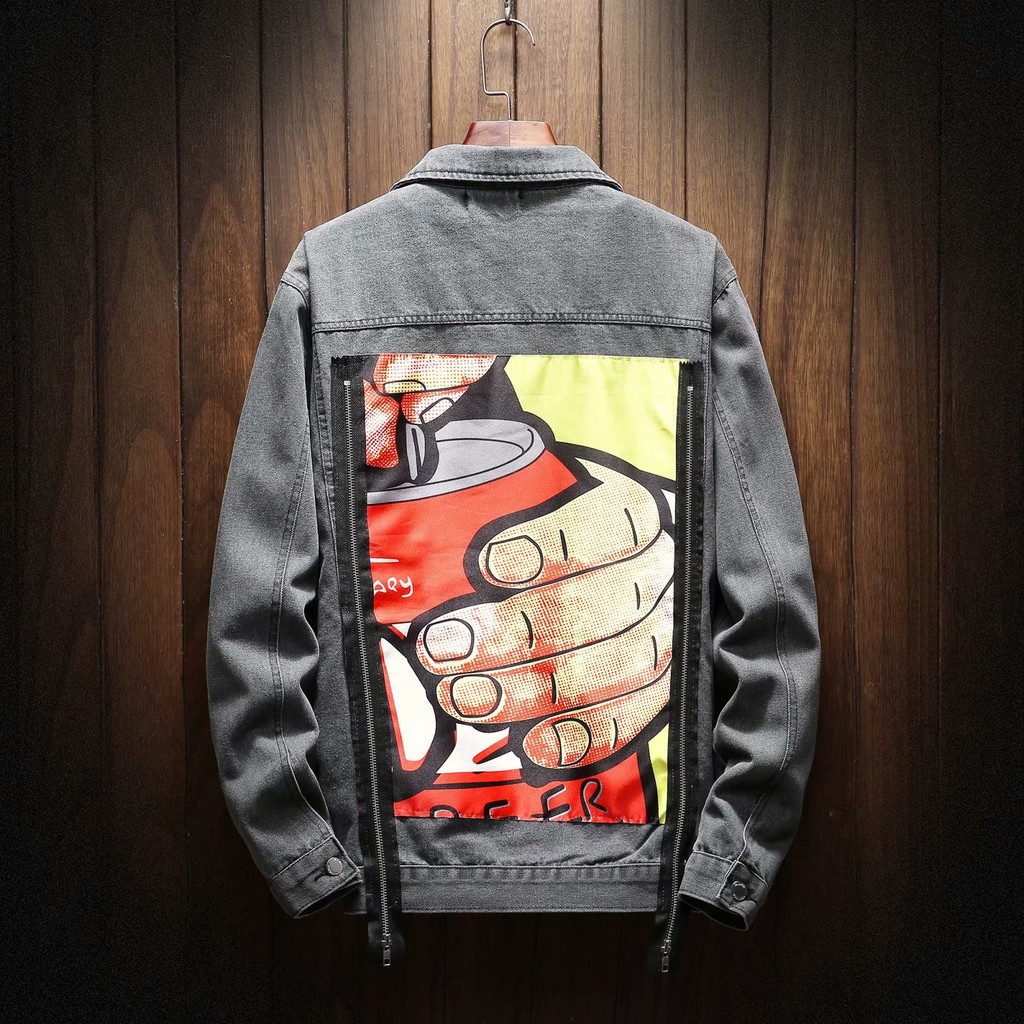 denim jacket with print on back