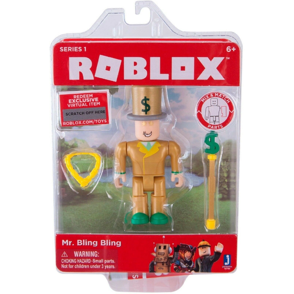 Roblox Action Figure Mr Bling Bling With Virtual Item Toy Game Code Series 1 Shopee Malaysia - roblox action figure package