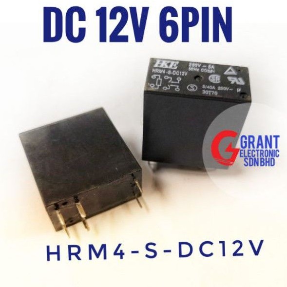 10PCS HRM4-S-DC12V Power Relay 5A 12VDC 6 Pins 