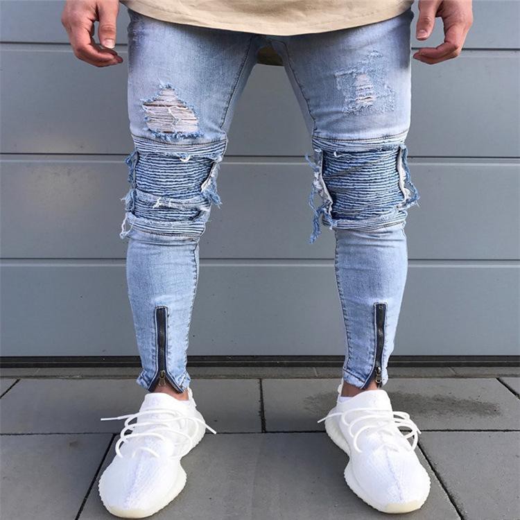 ripped denim joggers mens