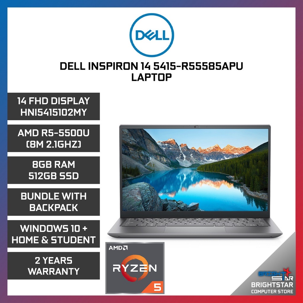 DELL INSPIRON 14 5415-R55585APU LAPTOP 14 FHD / AMD R5-5500U / 8GB / 512GB SSD / AMD / 2 YEARS WARRANTY | Shopee Malaysia DELL INSPIRON 14 5415-R55585APU LAPTOP 14 FHD / AMD R5-5500U / 8GB / 512GB SSD / AMD / 2 YEARS WARRANTY | Shopee Malaysia