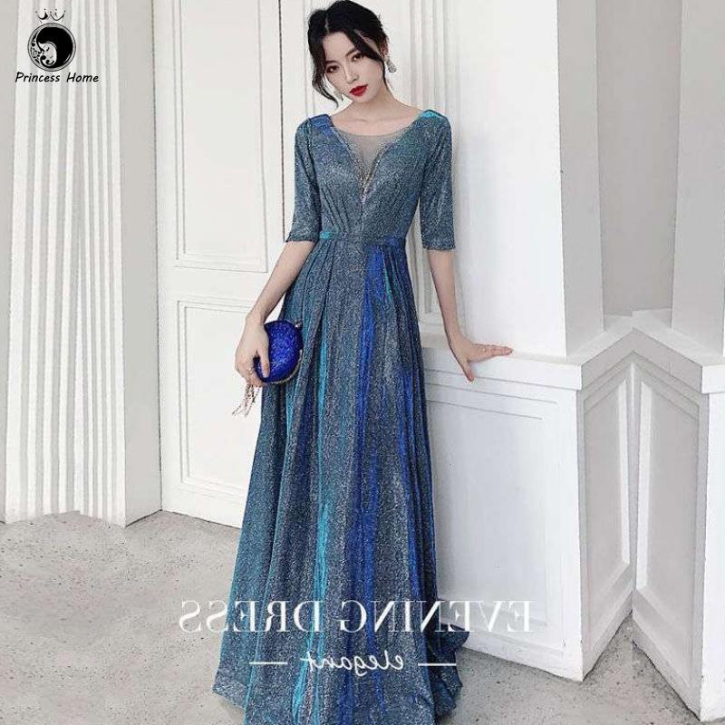 ✦Ready Stock✦ rok panjang pakaian jamuan 2022 perkahwinan baju perempuan Starry Sky Blue Evening Get Women's Long thin atmospheric banquet Performing Choir Corporation Dress Summer