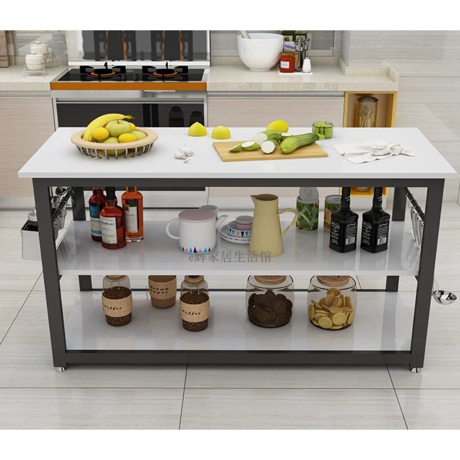 Kitchen Cutting Table With Multi Function 3 Layer Storage Rack Home Shopee Malaysia
