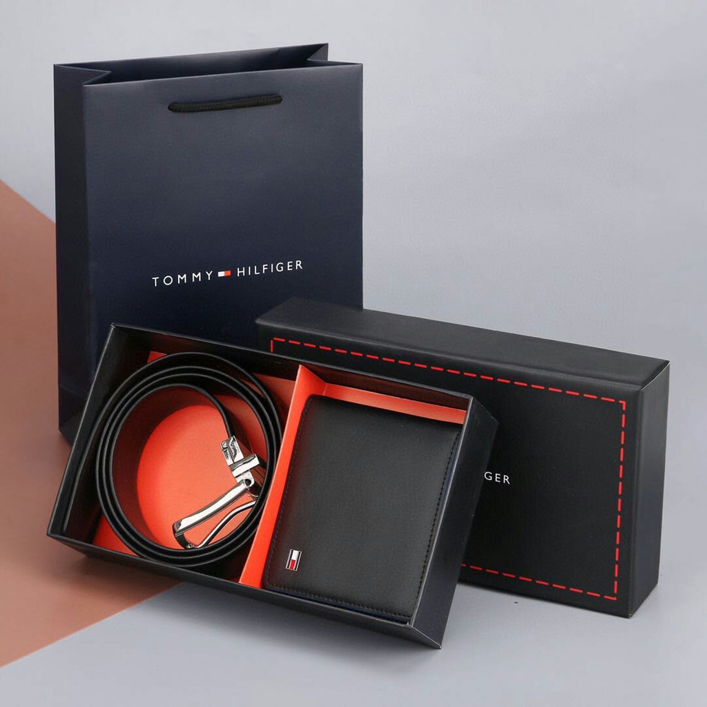 tommy hilfiger belt and wallet set