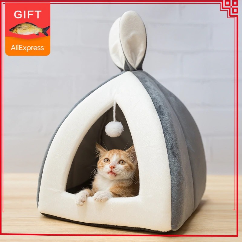 Pet Cat Bed Indoor Kitten House Warm Small For Cats Dogs Nest Collapsible Cat Cave Cute Sleeping Mats Winter Products Shopee Malaysia