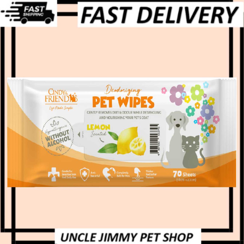 Cindy & Friend Wet Tissue / Pet Wipes 70 Pcs / Tisu basah / tisu haiwan