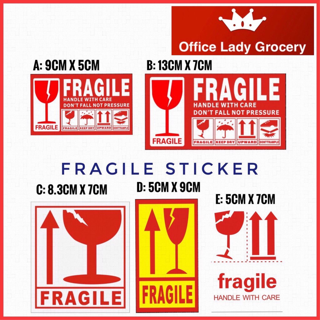 104 PCS FRAGILE STICKER  WARNING LABEL POSLAJU COURIER 