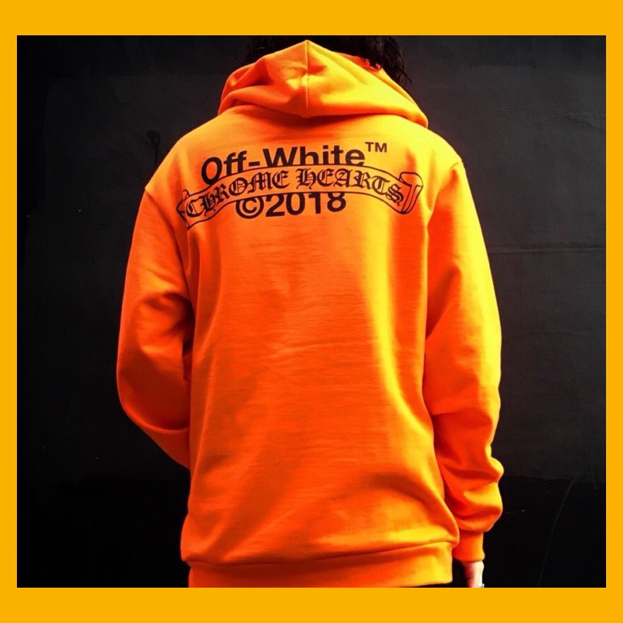 off white chrome hearts orange hoodie