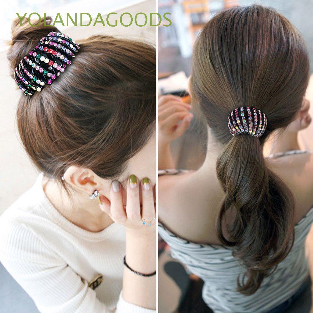 Expanding Hair Headwear Curler Roller Rhinestone Crystal Hair Bun