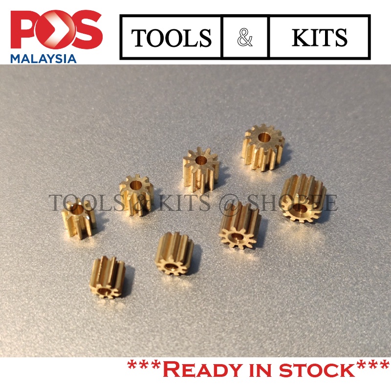 Metal Brass Copper Gear 10 Teeth 0.5  Motor Main Shaft 10T Spindle Modulus Toy
