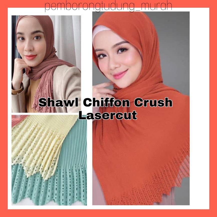 Buy Shawl Chiffon Crush Laser Cut Borong 10 Pcs 20 Pcs Seetracker Malaysia