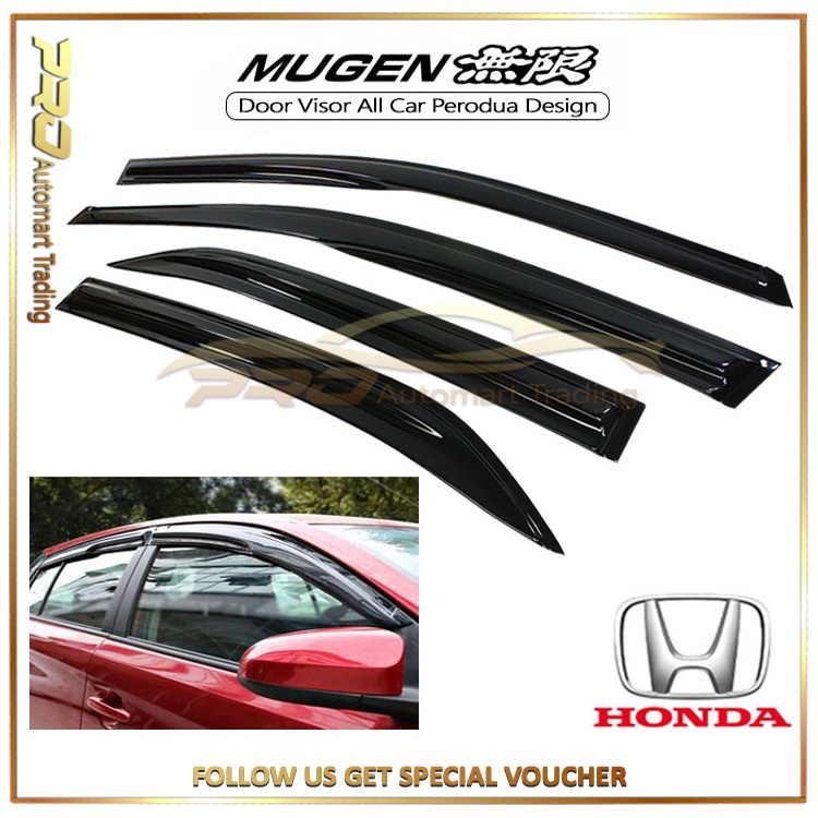 (4 PCS) Air Press Window Door Visor Mugen Wind Deflector All Honda