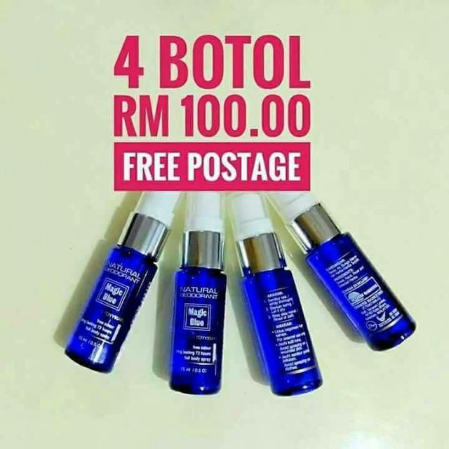 Natural Deodorant Magic Blue 20ml 4 botol RM100 | Shopee ...