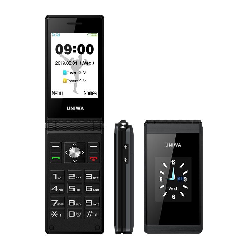 UNIWA X28 Flip Phone Old Man Mobile Phone Dual Sim FM Radio Russian Keyboard Unlocked Cellphone