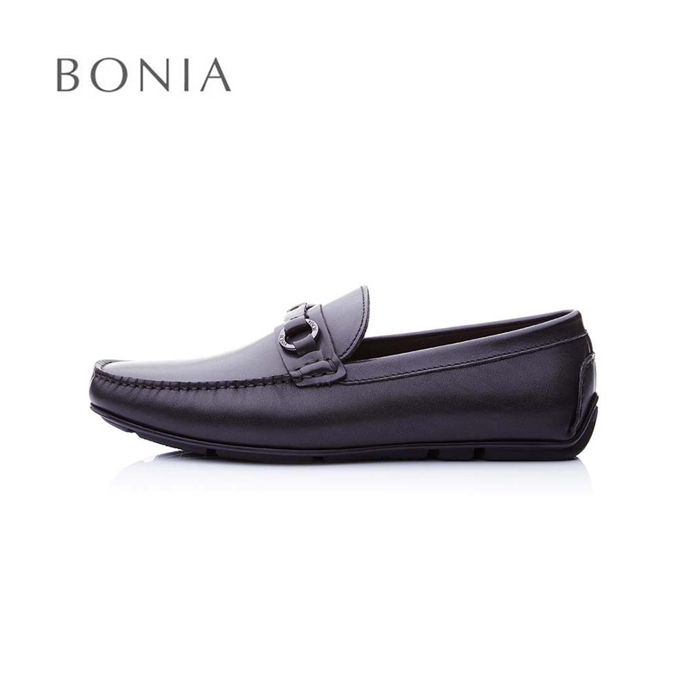 Bonia Black Crust Leather Horsebit Slip On Loafers Shopee Malaysia