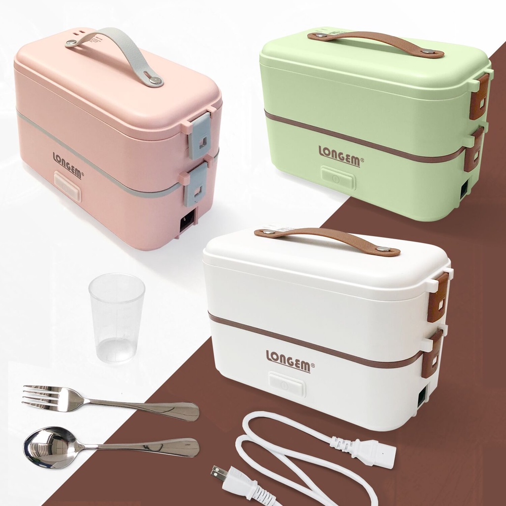 Portable electric lunch box heating double layer stainless mini rice
