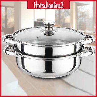 HOT_Pengukus Steamer Cookware Pot Periuk Kukus Steam Pot 2 Layer High Quality Stainless Steel