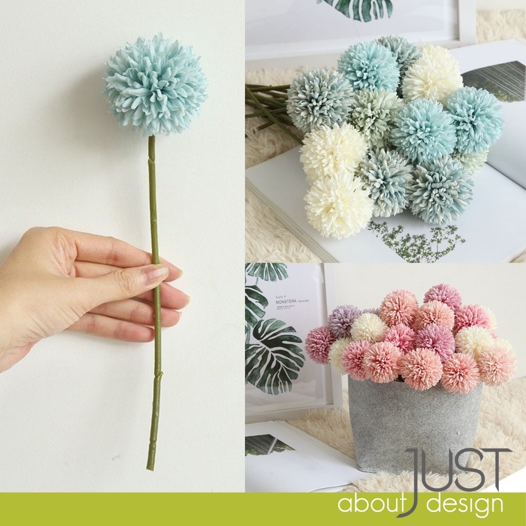 [1pc] Artificial Flower Dandelion Hydrangea Chrysanthemum Fake Living Room Decoration Cute Bridal Ball Shape Flowers 假花