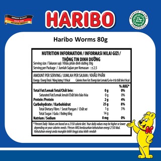 Haribo Gummy Candy 80g - Worms | Shopee Malaysia