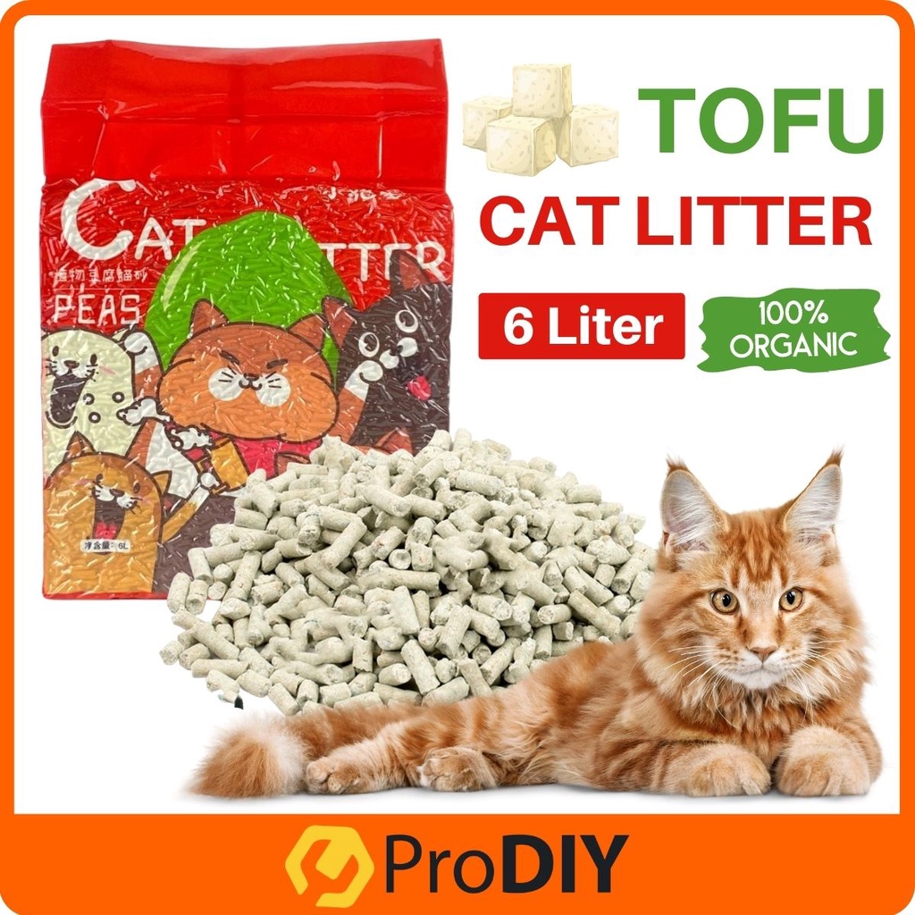 6 Liter / 2kg Premium Quality Natural Clumping Tofu Cat Litter Sand Pasir Kucing 猫砂 Toilet Kucing Pet Wangi Senang Buang