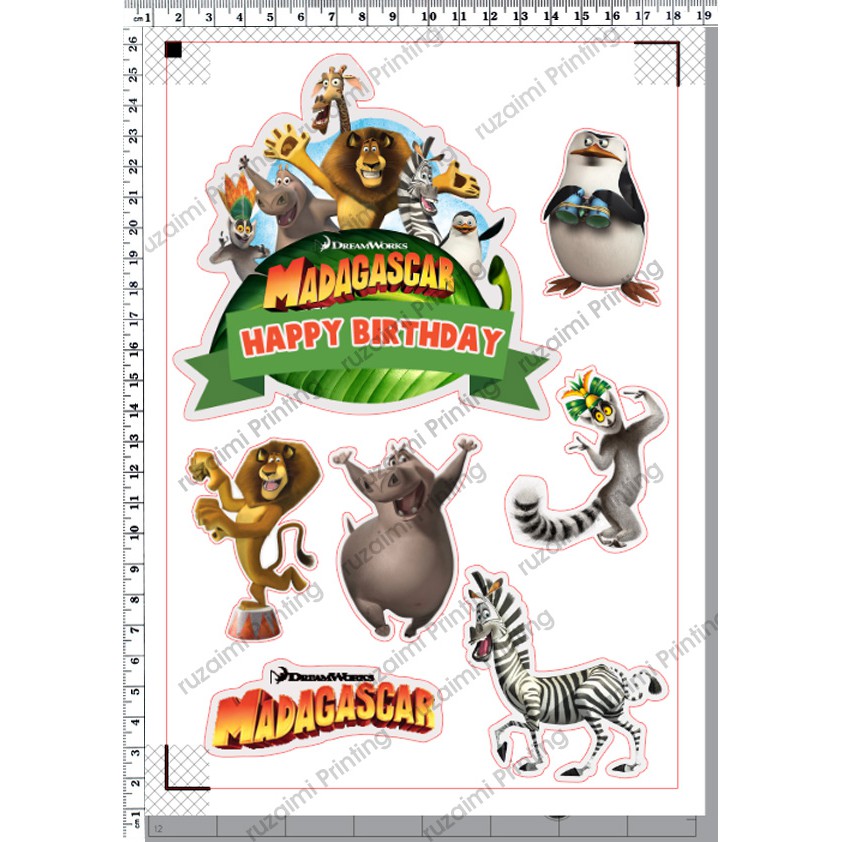 Madagascar Cake Topper 001 Shopee Malaysia