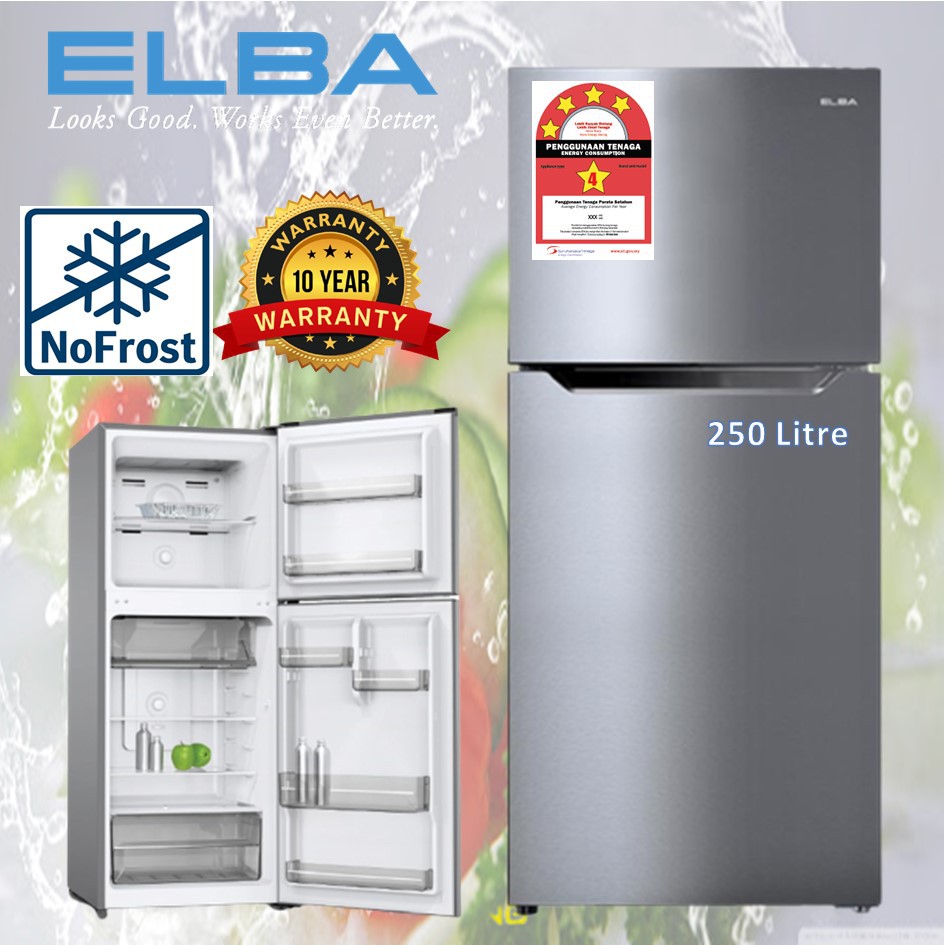 ELBA 2 Door Refrigerator 2 Door Fridge 250L 250liter ERG2521(SV) Peti