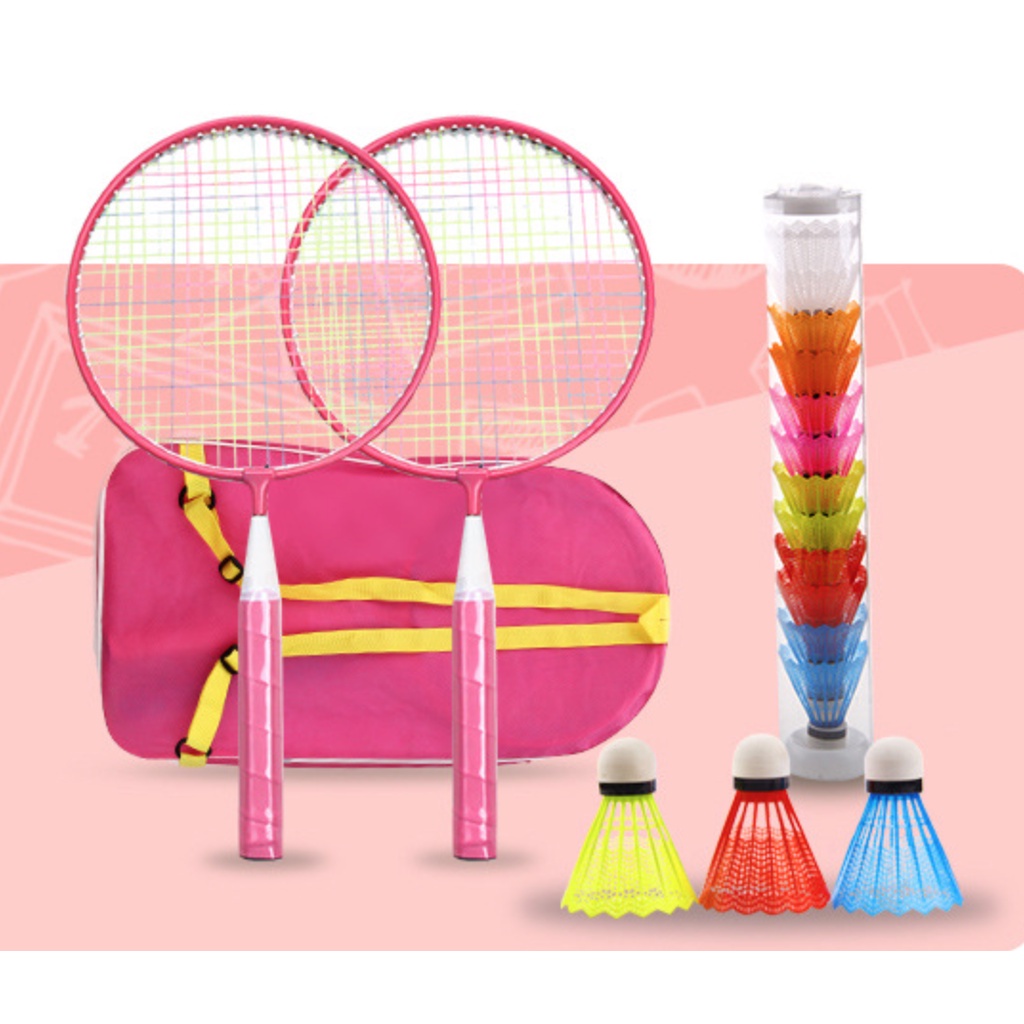 Children/Kindegarden Indoor Outdoor Toddler Quality Badminton Racket Set with 6 units of Colourful Shuttlecock/Set Raket Shopee Malaysia