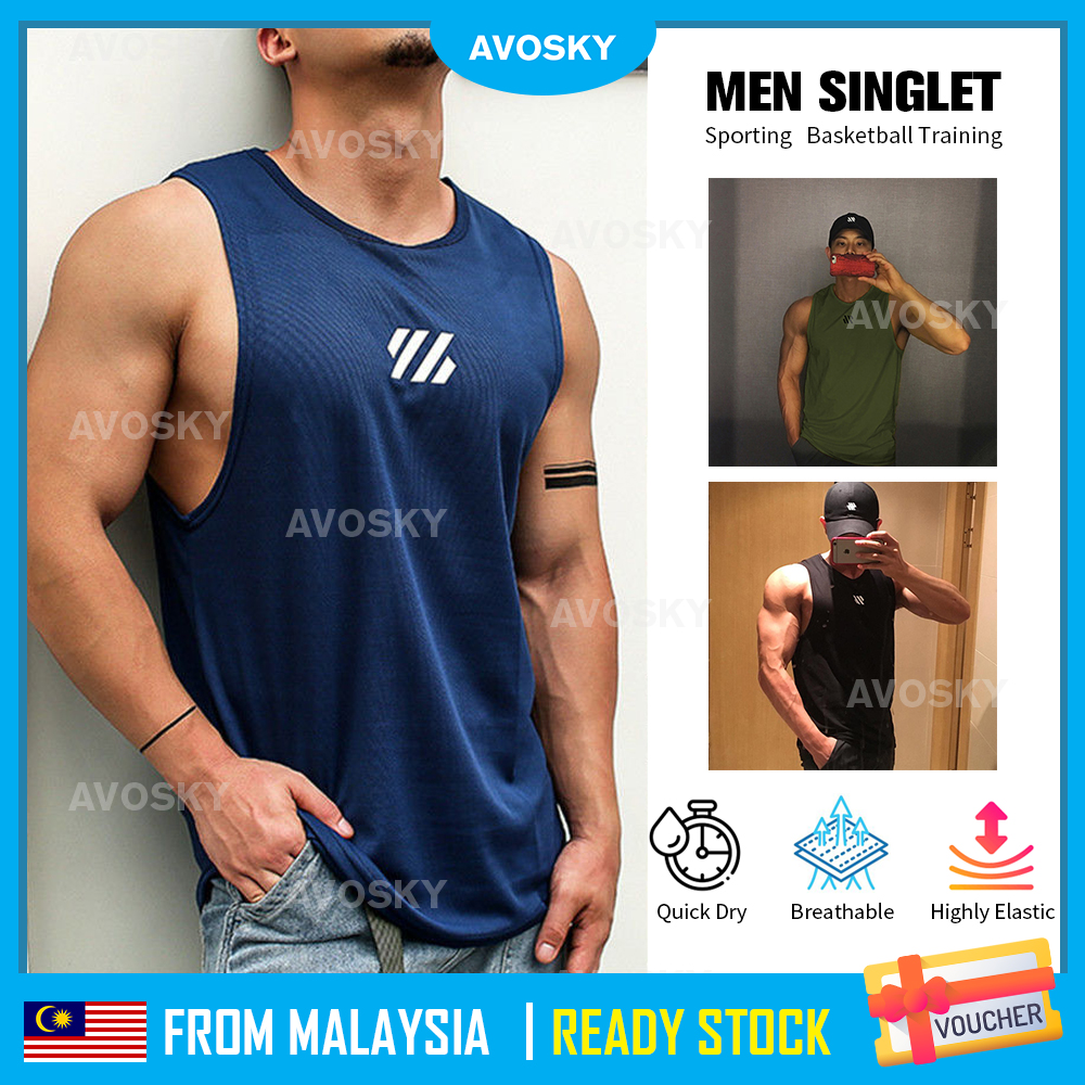 AVOSKY ควิกชายเดี่ยวเสื้อแขนกุดเดี่ยวเดี่ยวบาจูเลลัคกียืดหยุ่นวิ่งออกกำลังกายวิ่งยิมฟิตเนสบาจู