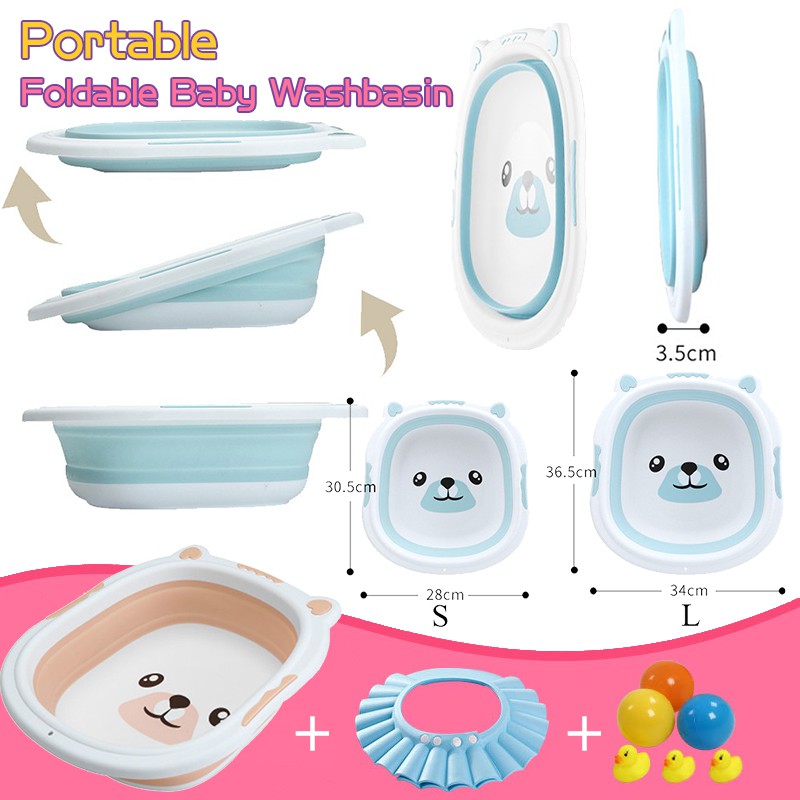 Portable Baby Folding Basin Non-toxic Silicone Washbasin ...