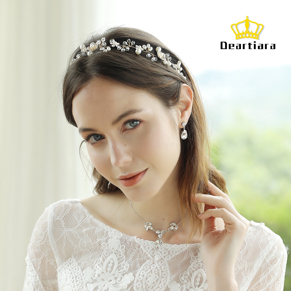 Boho Wedding Hair Vine Pearl Flower Bridal Headband Headpiece