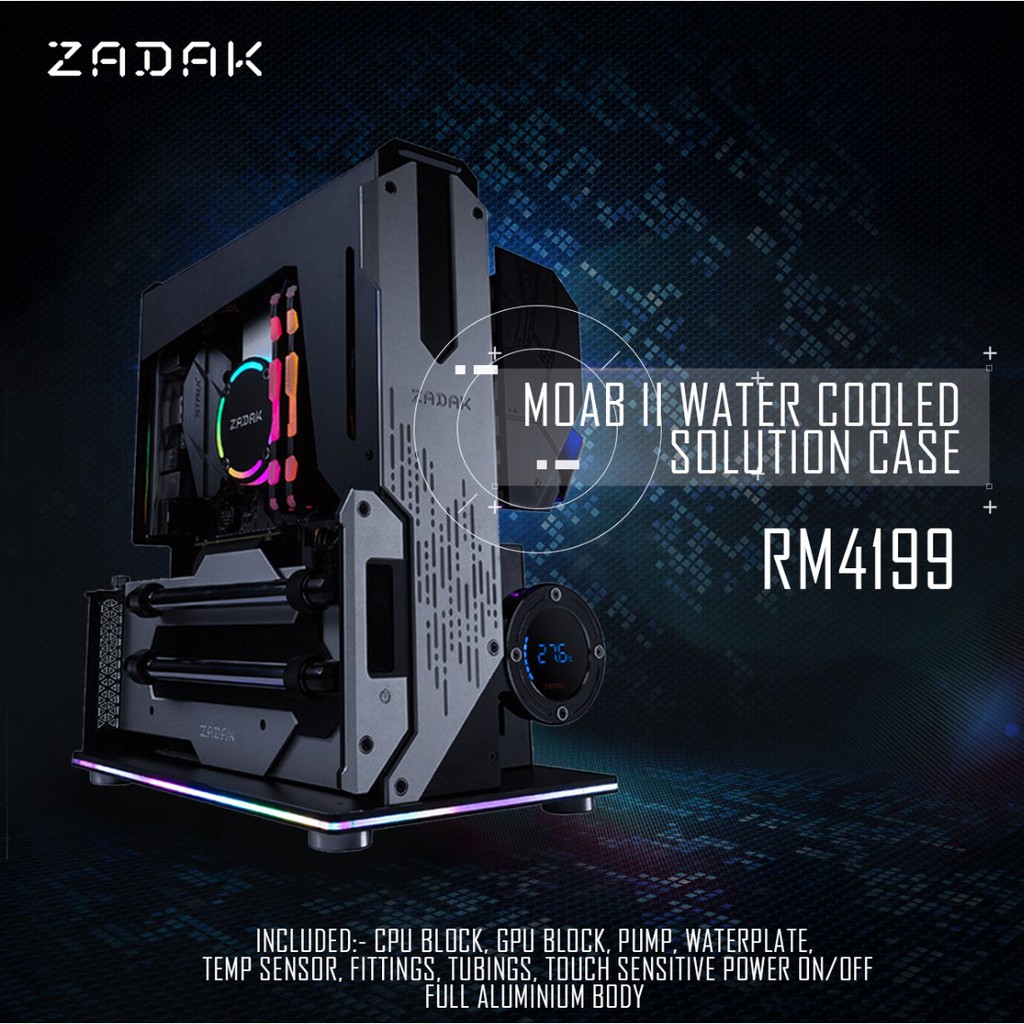  ZADAK MOAB II EVO CASE \ SILVER BLACK CUSTOM MOD WATERCOOL PC CASING Shopee Malaysia