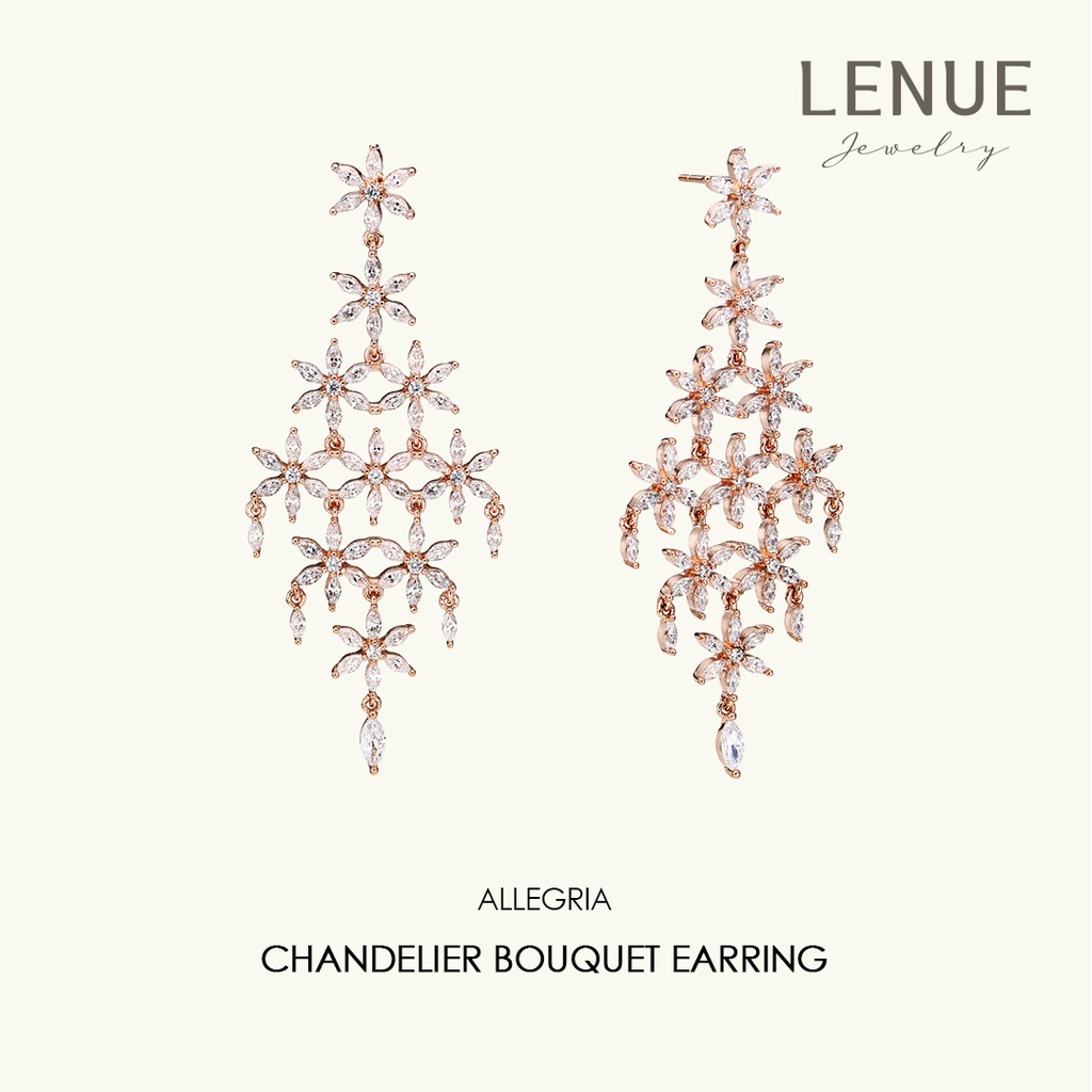 [LENUE Jewelry] Chandelier Bouquet Earrings - 14K Gold Plated 925 Sterling Silver - Netflix's K-drama Love (ft. Marriage and Divorce) as Boo Hye-ryung Little Women Earrings