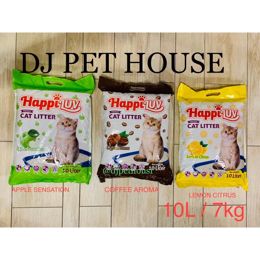 Happi LUV PREMIUM CAT LITTER 10L / 7KG ( 3 FLAVAUR TO CHOOSE ) Shopee