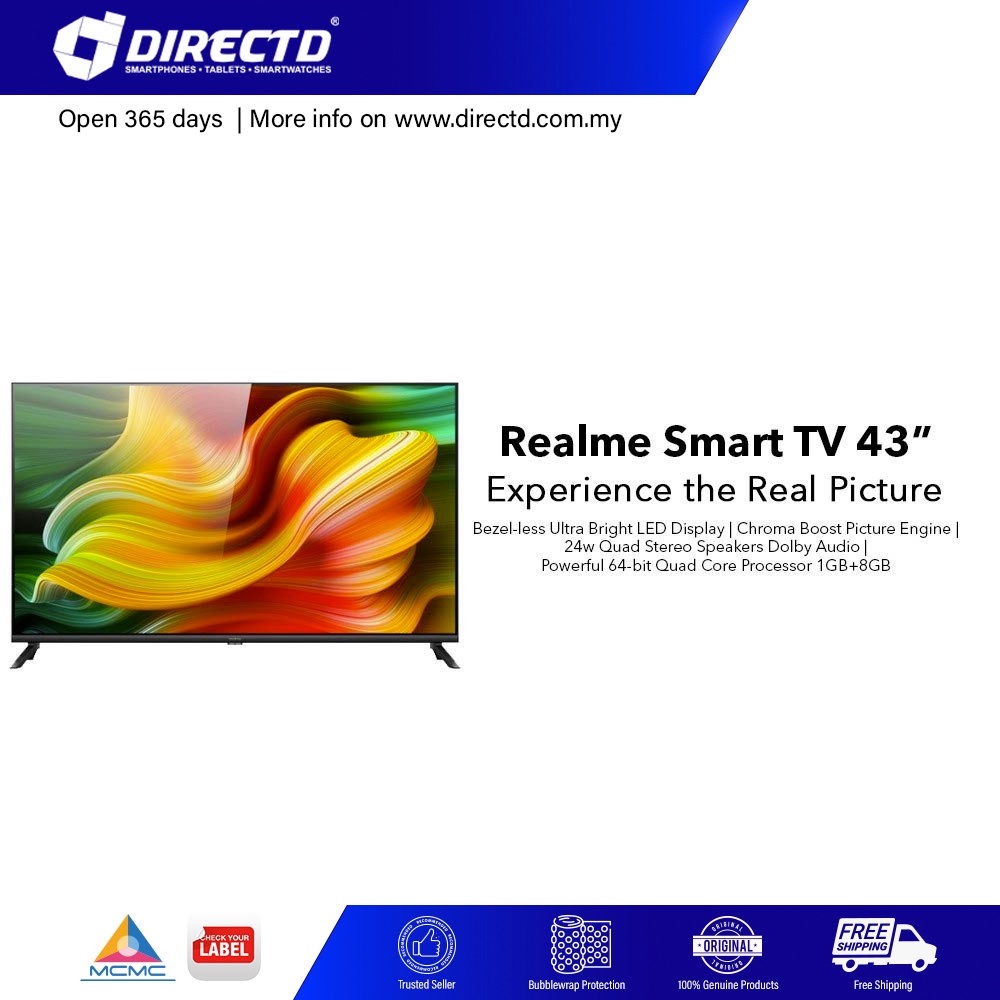 realme Smart TV (43" FHD Android TV ORIGINAL realme Malaysia
