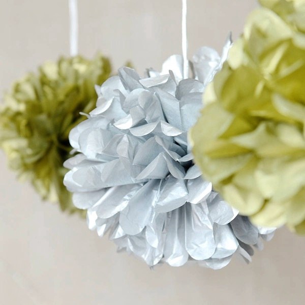 6pcs 15cm Party Decorations Metallic Gold Silver Diy Paper Pom