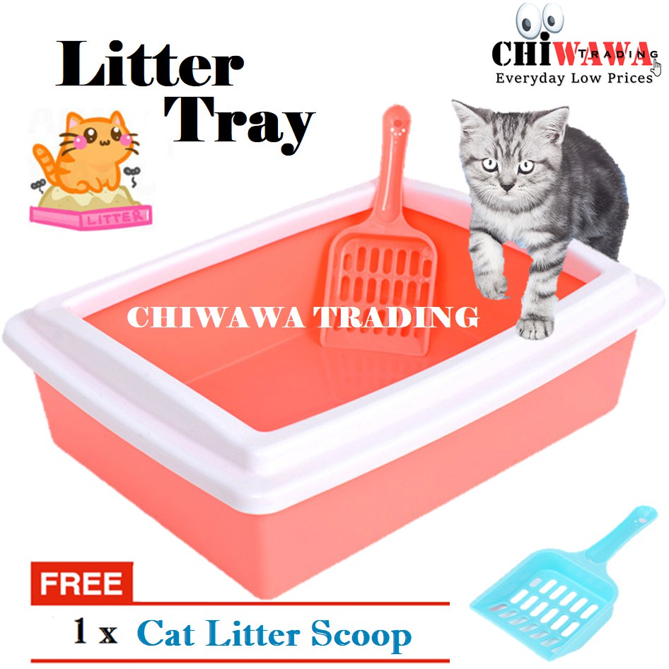 【Free : Plastic Shovel】Cat Kitten Hygienic Litter Sand Tray Toilet Box + Scoop