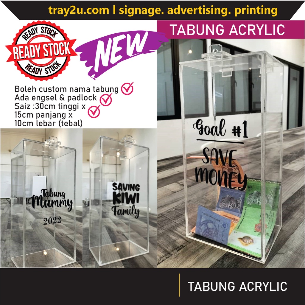 HOT ITEM Tabung Acrylic Acrylic Donation Box Money Box Suggestion Box Transparent Box Tabung Surau Peti Cadangan